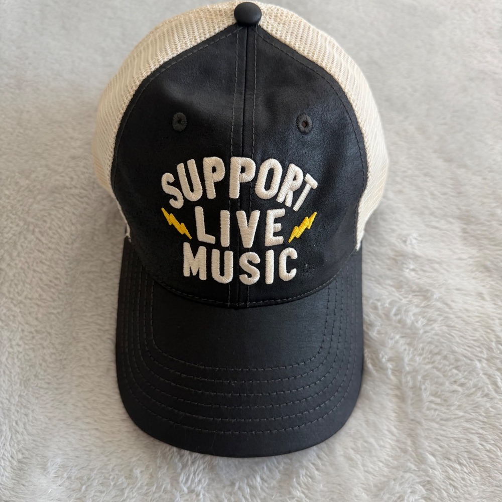 George Trucker Hat Mens OS Black Support Live Music Mesh Snapback Adjustable Cap